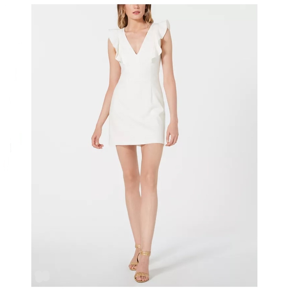 French Connection Whisper Ruffle Cap Sleeve A-Line Minidress